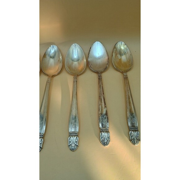 Vntg HOLMES & EDWARDS IS Danish Princess Inlaid Silver Plate - Teaspoons 5 Pcs - Picture 3 of 9